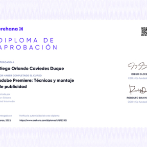 adobe premiere tecnicas y montaje de publicidad 2632589 Certificado Crehana 1