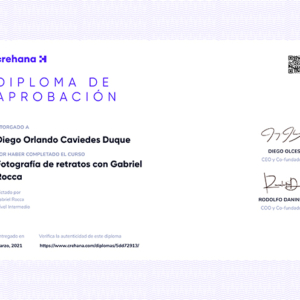 fotografia de retratos con gabriel rocca 2632589 Certificado Crehana 1